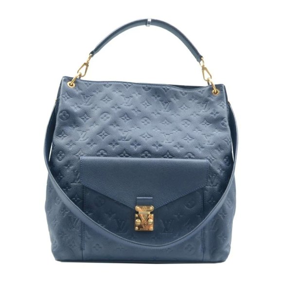 100% Authentic Louis Vuitton Metis Navy Monogram Leather Satchel Bag - Picture 1 of 12